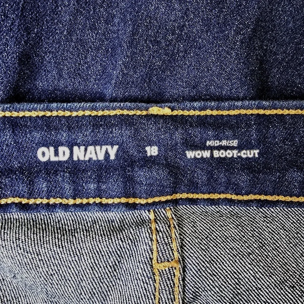 Old Navy Jeans Womens Size 18 Mid Rise Wow Boot Cut Dark Blue Wash Stretch Denim